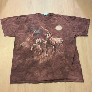VTG The Mountain Horses Adult XL Shirt Western Cowboy Cowgirl‎ Rodeo USA Brown